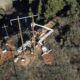 Aerial view of transmission line work