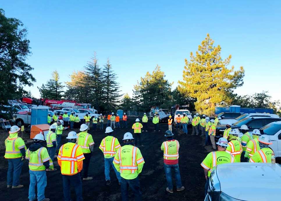 crew at safety meeting